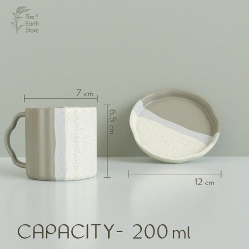 Tritone Grey Frontier Tea Cup with Saucer Set of 4 - The Earth Store - Cup Sets